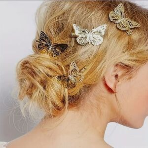 Elegant Gold Butterfly Hair Clips Filigree